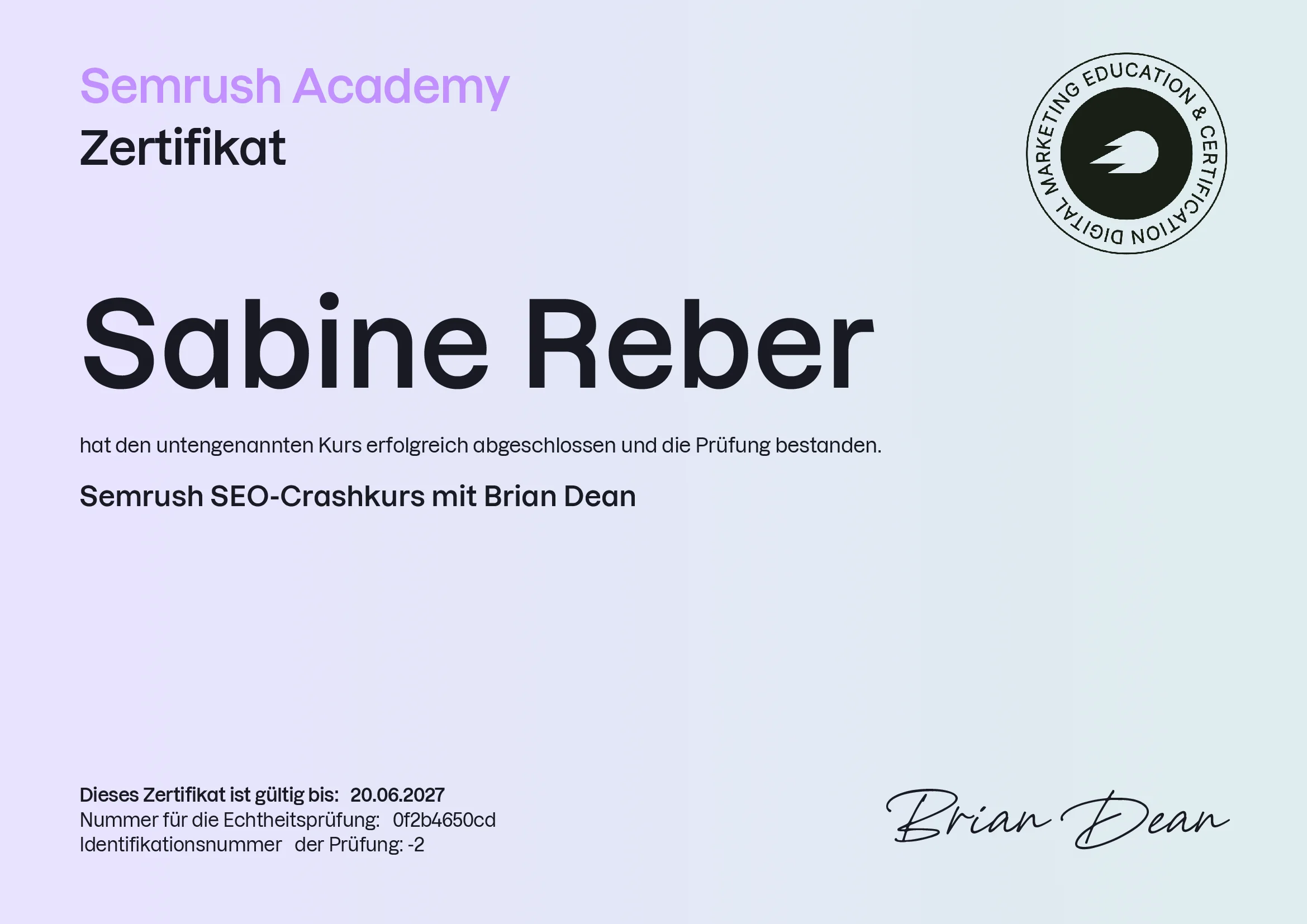 Semrush Zertifikat SEO-Crashkurs