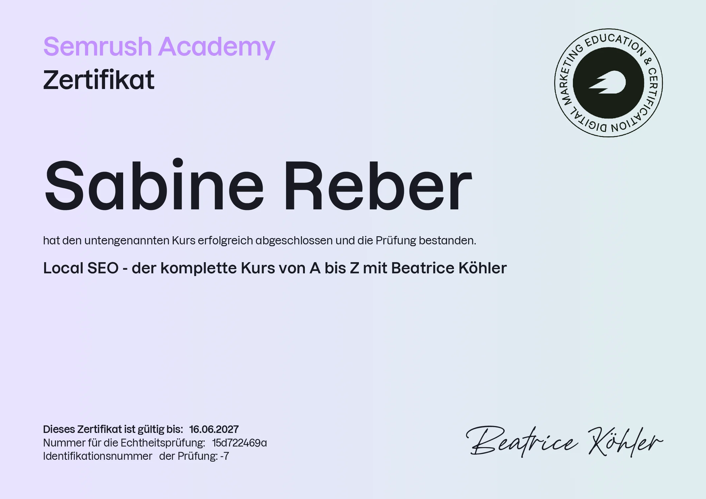 Zertifikat Local SEO - der komplette Kurs von A bis Z